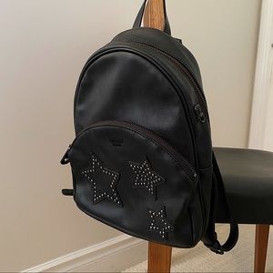 Black Faux Leather Backpack By Guess Studs Stars